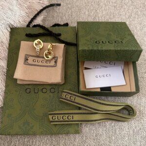 Gucci Blondie Intertwined Gold Crystal Earrings